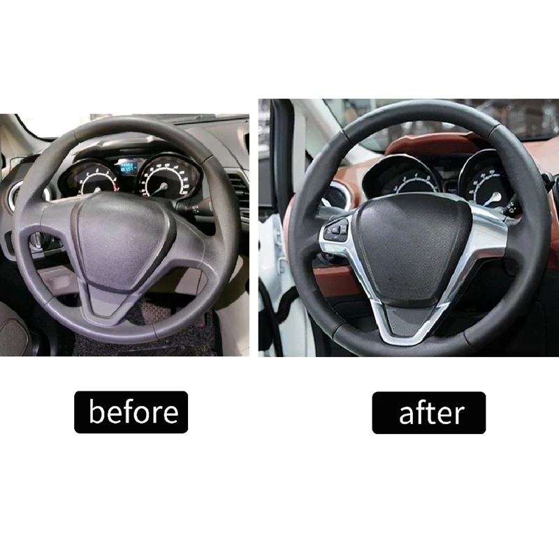 

Серебряная накладка на руль, АБС-пластик, накладка на руль, аксессуары для Ford Fiesta Mk7 Mk8 St Ecosport 2013-2014
