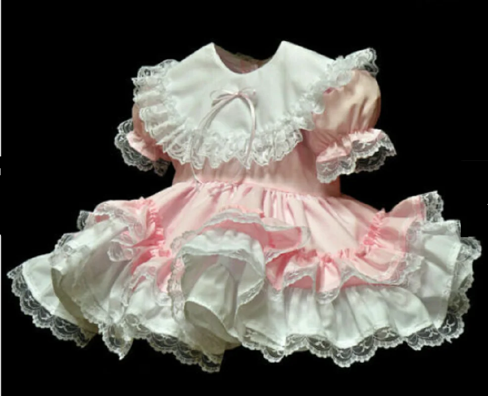 

Sissy Baby Maid Mini Dress Cosplay Costume Custom Multi Pink Yellow
