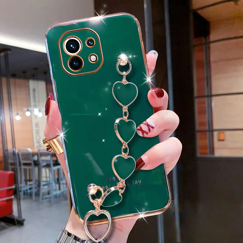 For Mi POCO M3 Case Luxury Heart Bracelet Holder Cases For Xiaomi 11Lite 9T 10T 11 11X X3 X3Pro X3GT M3Pro Redmi Note11 8Pro 10S
