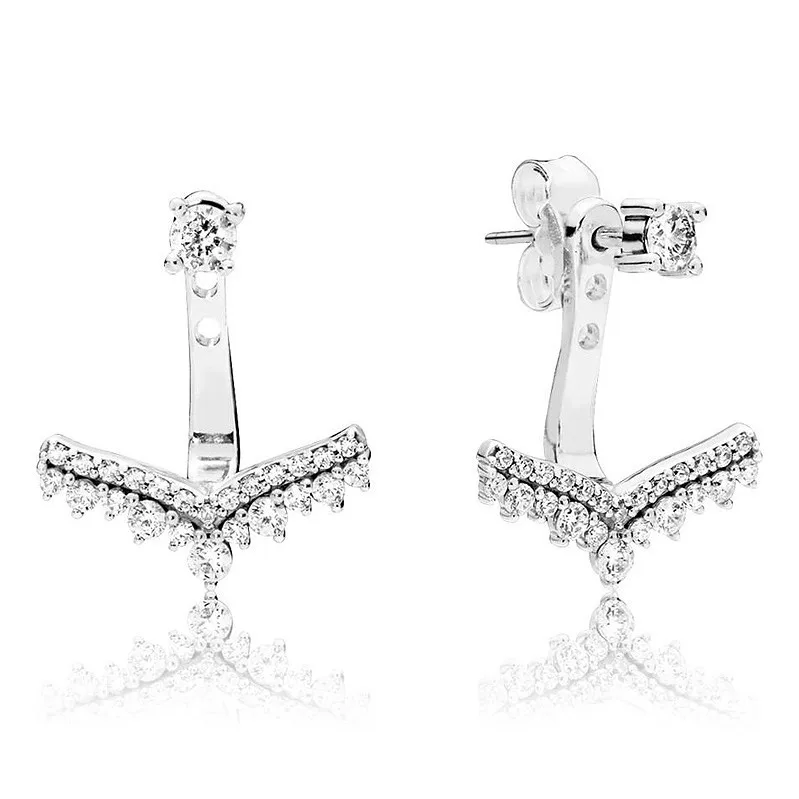 

Original Sparkling Princess Wish With Crystal Studs Earring For Women 925 Sterling Silver Wedding Gift Fashion Jewelry