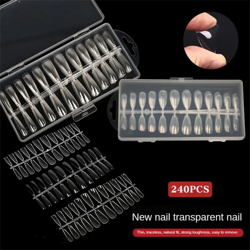 

100/120/240pcs Fake Nails Clear Acrylic False Nail Art Tips For Nail Extension Artificial Press on Long Ballerina False Nails