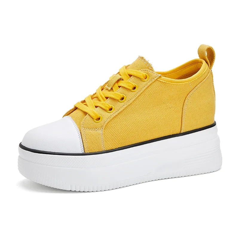 

Fujin 7.5cm High Top Women Canvas Shoes Platform Wedge Sneakers High Heel Women Casual Shoes Espadrilles Fashion Sneakers Hidden
