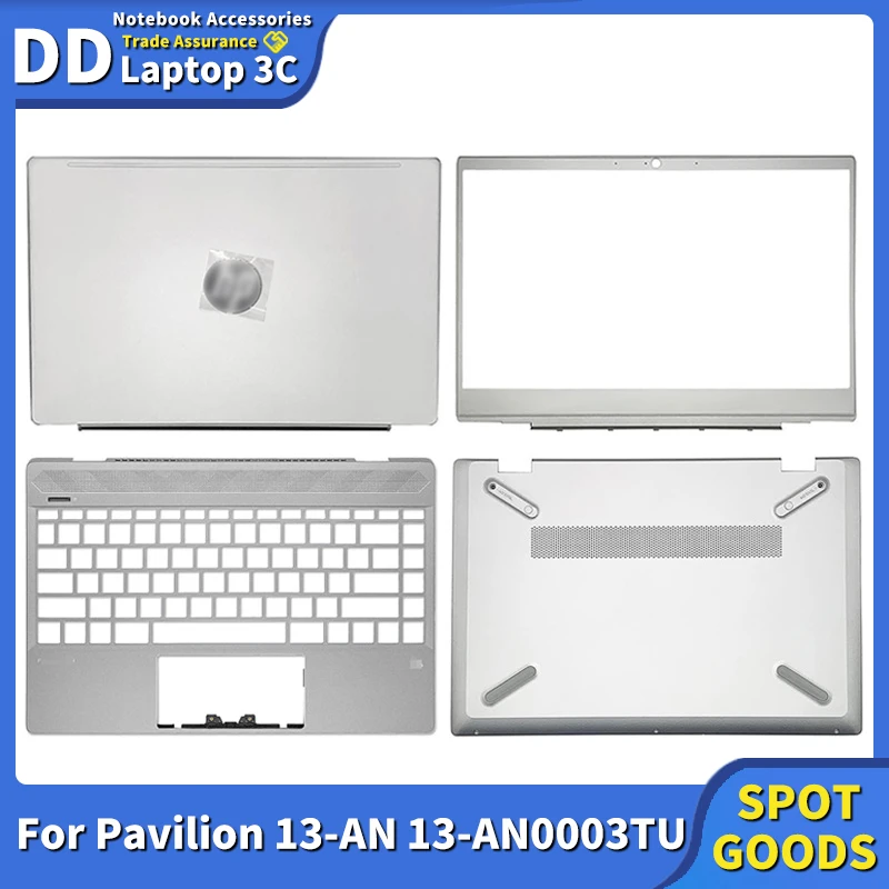 

New Laptop LCD Back Cover Palmrest Hinges Original For HP Pavilion 13-AN 13-AN0003TU TPN-Q214 Notebook Case Accessories Silver