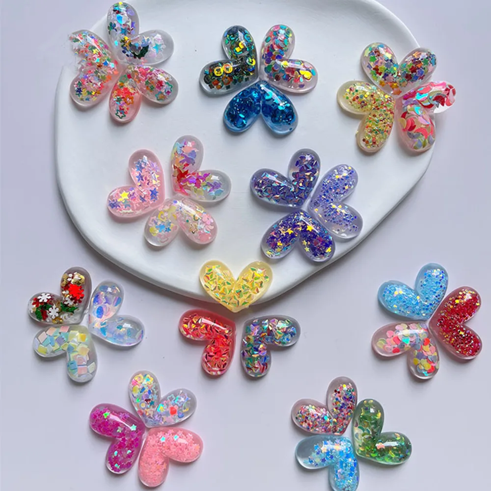 Acrylic Flat Bottom Non-porous Love Peach Heart Earrings Clip Hair Rope Diy Material