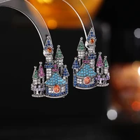 2022 new luxury top quality zircon castle drop earring for women girl trend noble gorgeous charming partydress prom jewelry gift