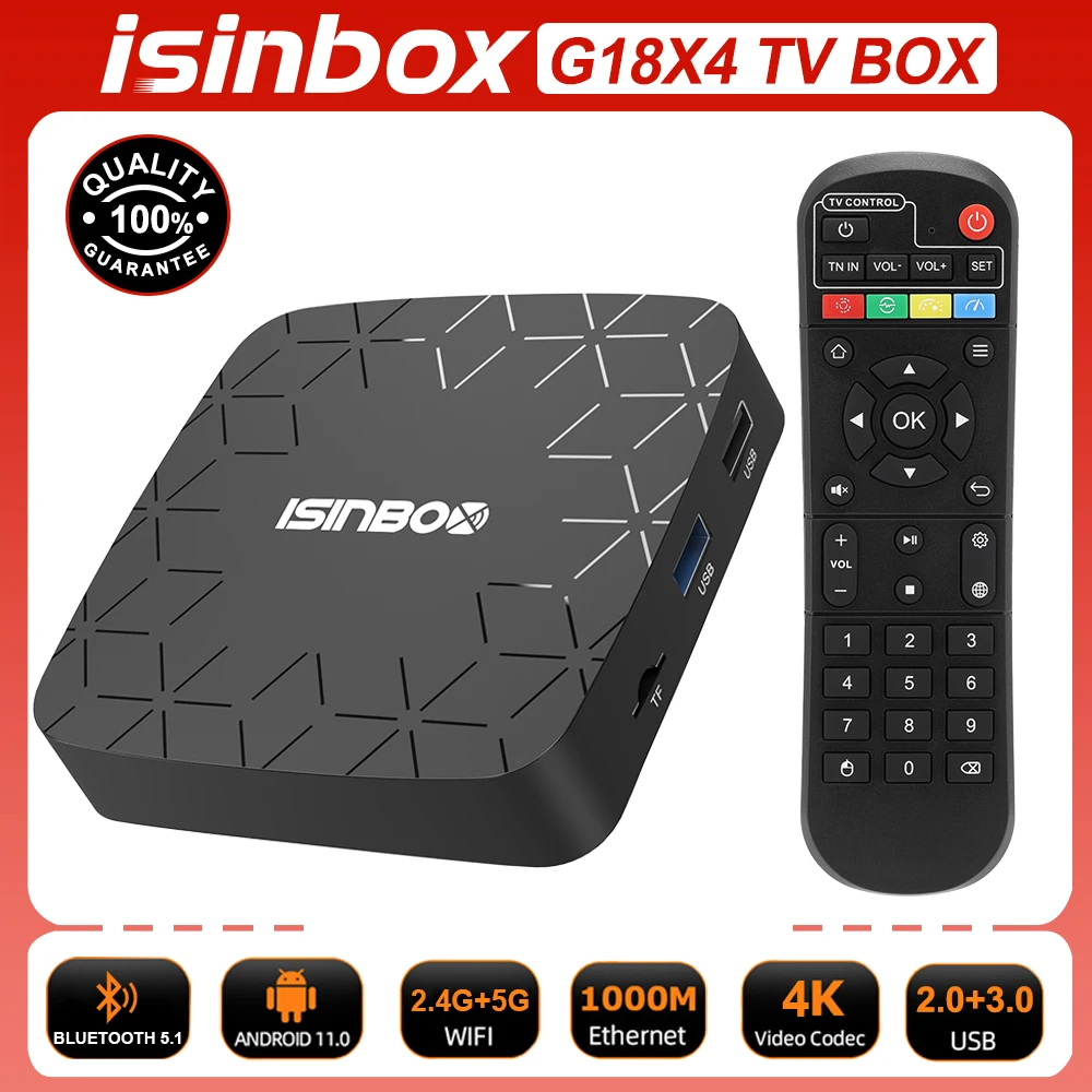 

ТВ-приставка ISINBOX G18X4, Android 11, 2 + 16 ГБ, 4K, 2,4 ГГц