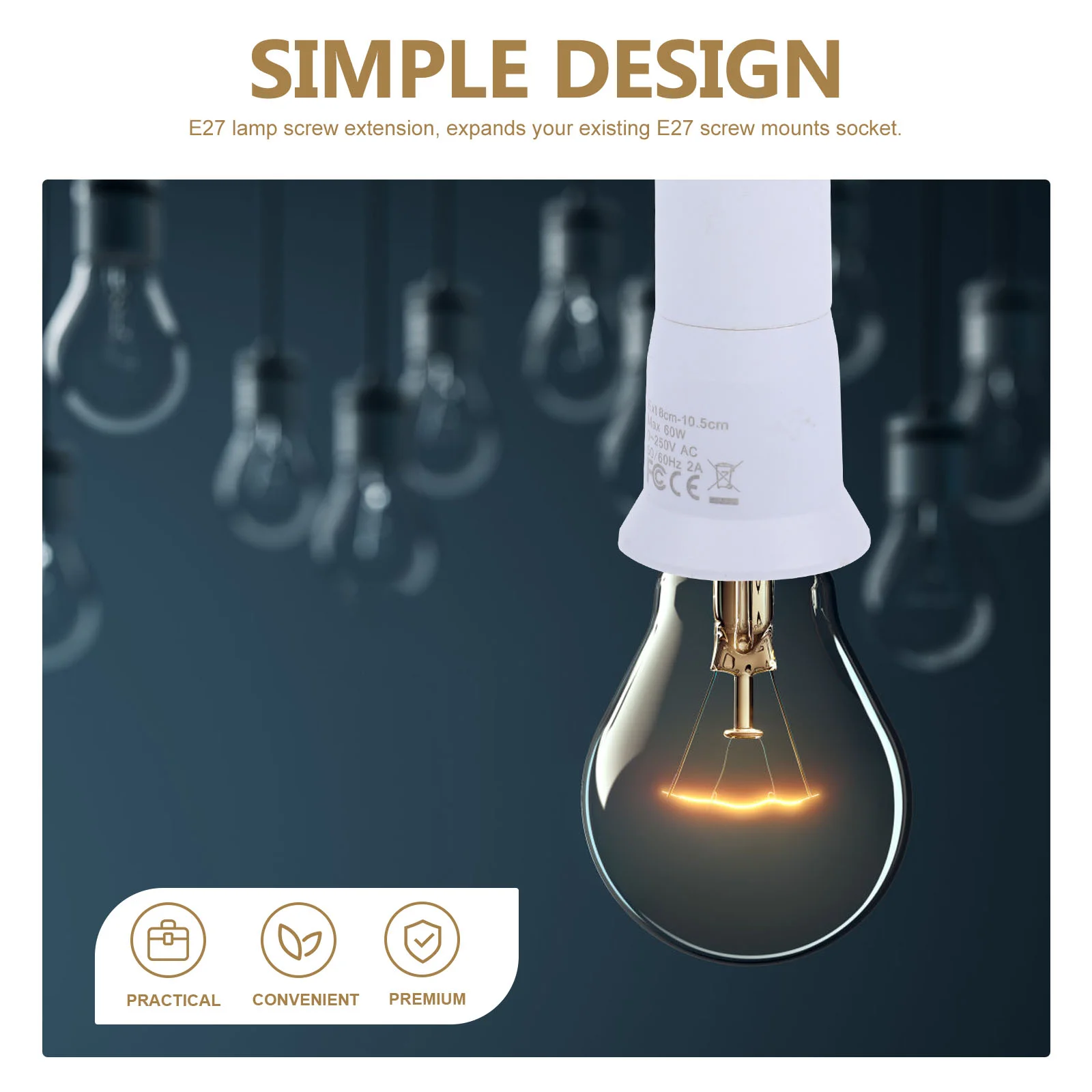 

2 Pcs Edison Plug Adapter Light Bulb Extender Converter Socket Lighting Supply Extension Holder