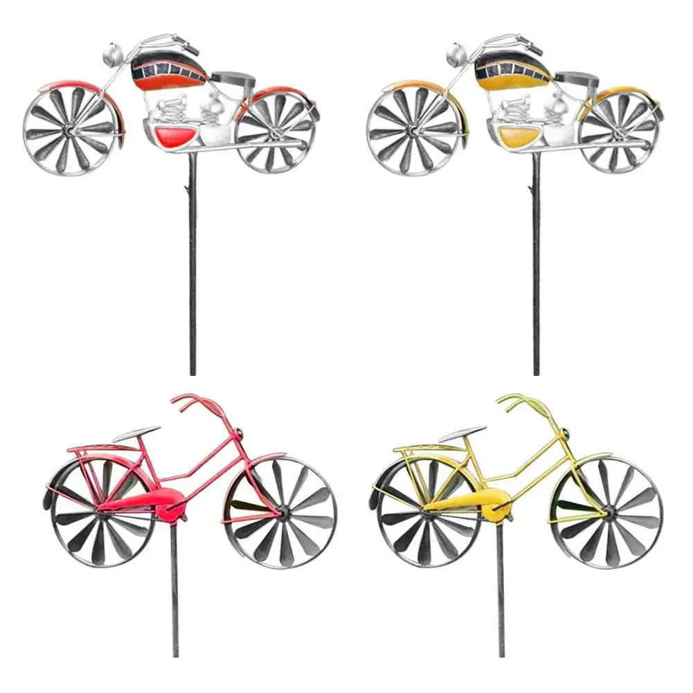 DIY Bicycle Wind Spinner Whirligig Garden Lawn Decorative Gadgets Kids Toys Metal Motorcycle Bicycle Crafts