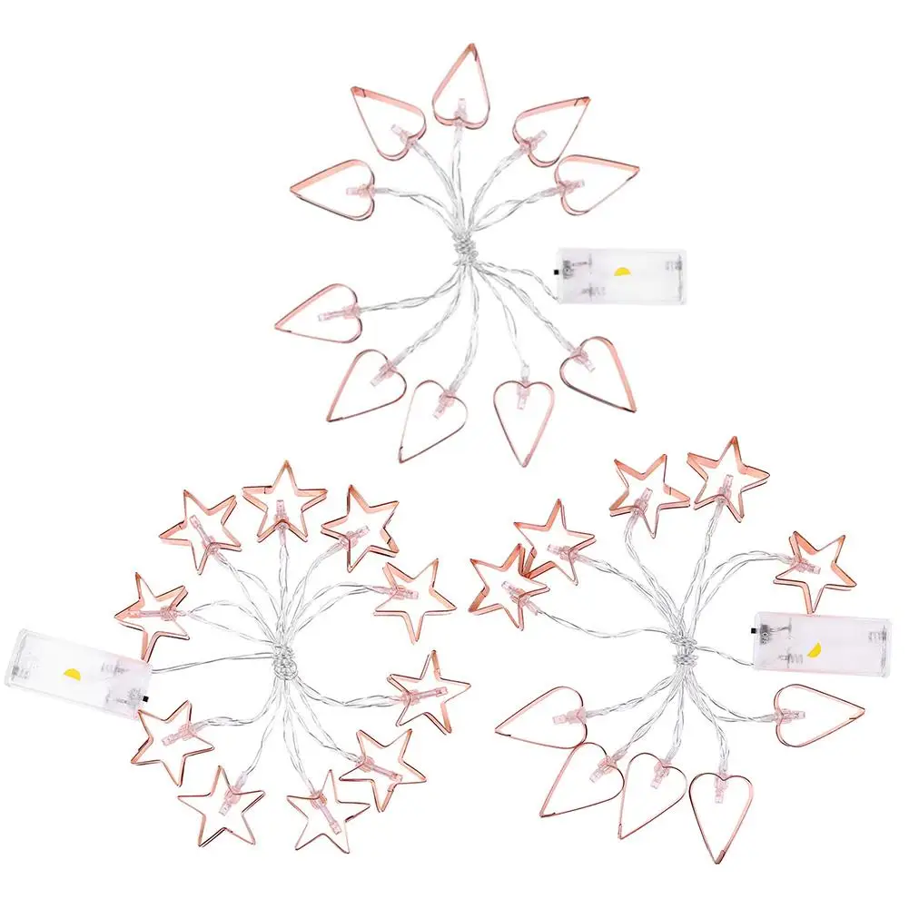 

10LED Hollow Star Heart Fairy String Light Wedding Party Holiday Decorative Lamp for Weddings Parties KTV Bars Restaurant