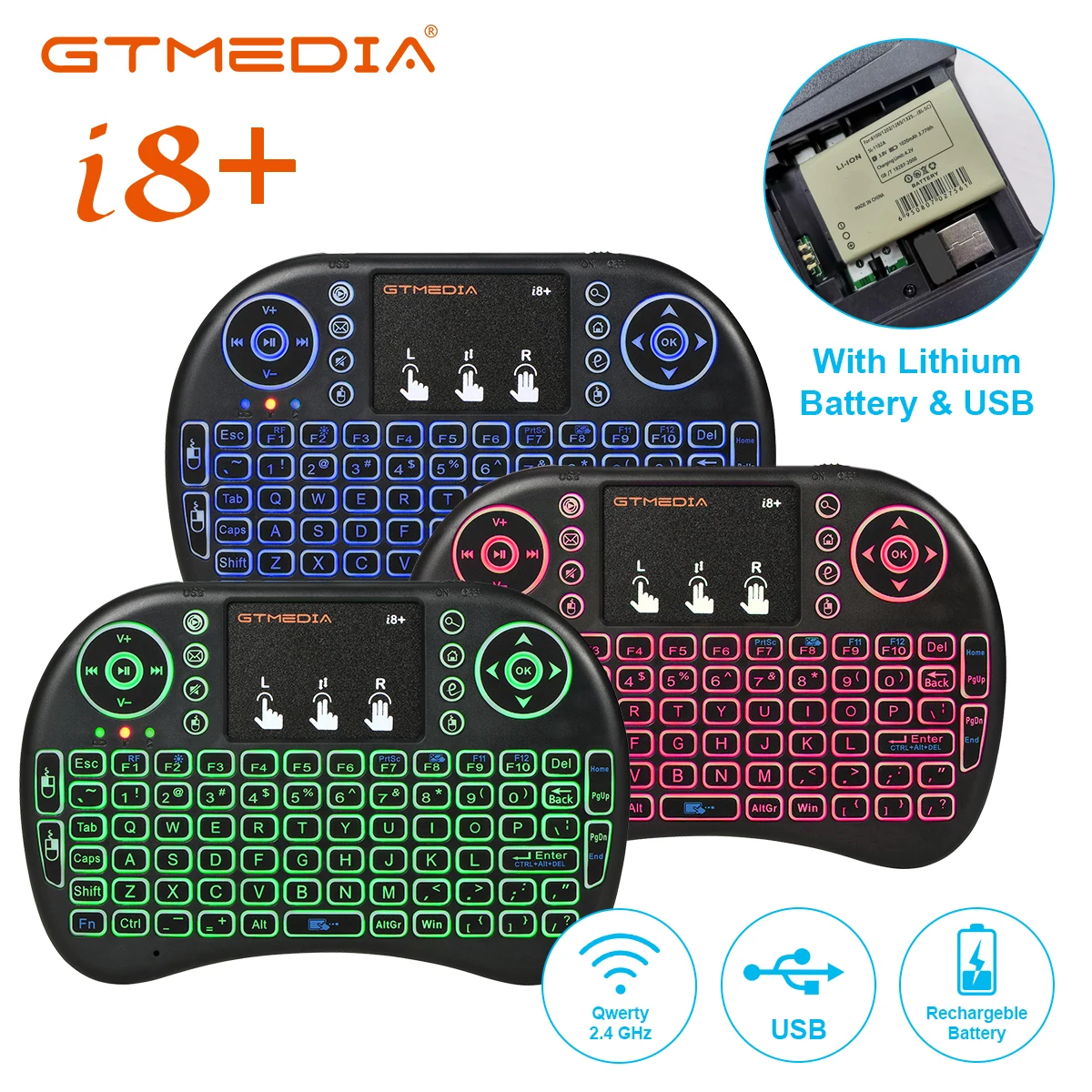 

GTMEDIA I8 Wireless Keyboard Russian English Version Backlit Air Mouse 2.4GHz with Touchpad Handheld for Android TV BOX Mini PC