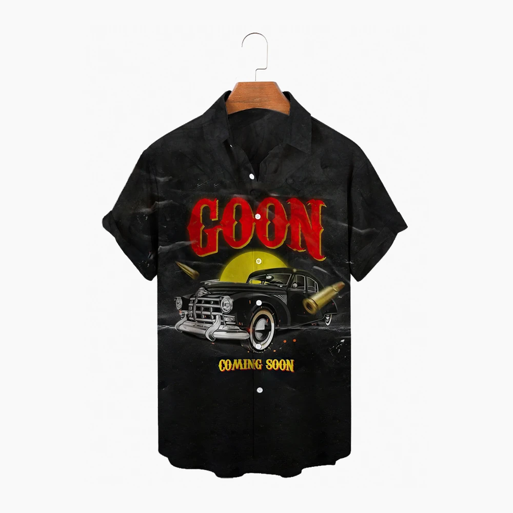 

2022 Summer New Short-sleeved Beach Shirt Men's Holiday Party Vacation Clothing Fashion Classic Car Print Hawaiian Shirts Men