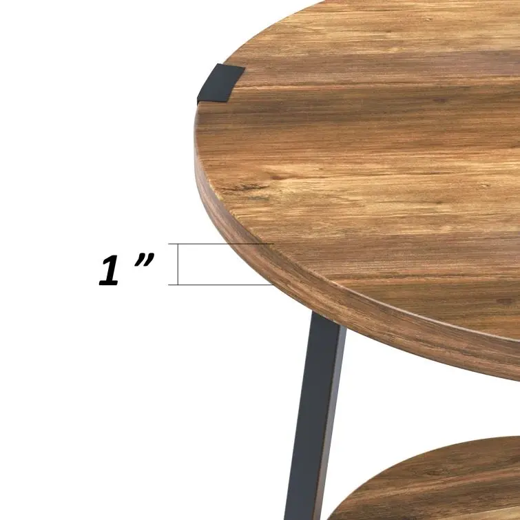 Приставной столик с деревянными полками 2-уровневый деревенский винтажный стол