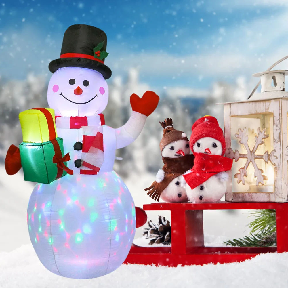 

LED Inflatable Snowman Glowing Air Pump Christmas Decoration Merry Christmas Outdoor Giant Light Giant Party Decor New Year 2022
