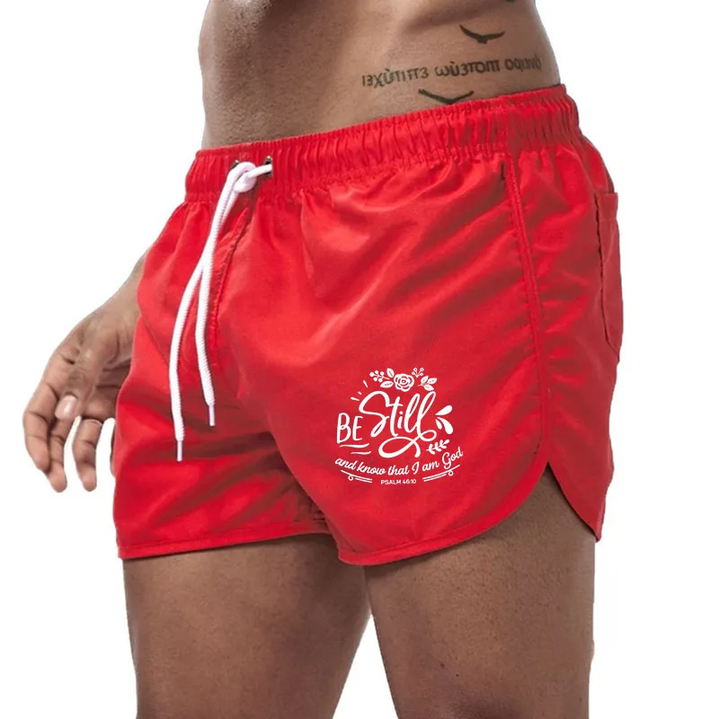 

2022 Summer Men's Beach Shorts Letter Printed Fitness Sports Casual Elastic Waist Drawstring Male Board Short Pants S-4XL