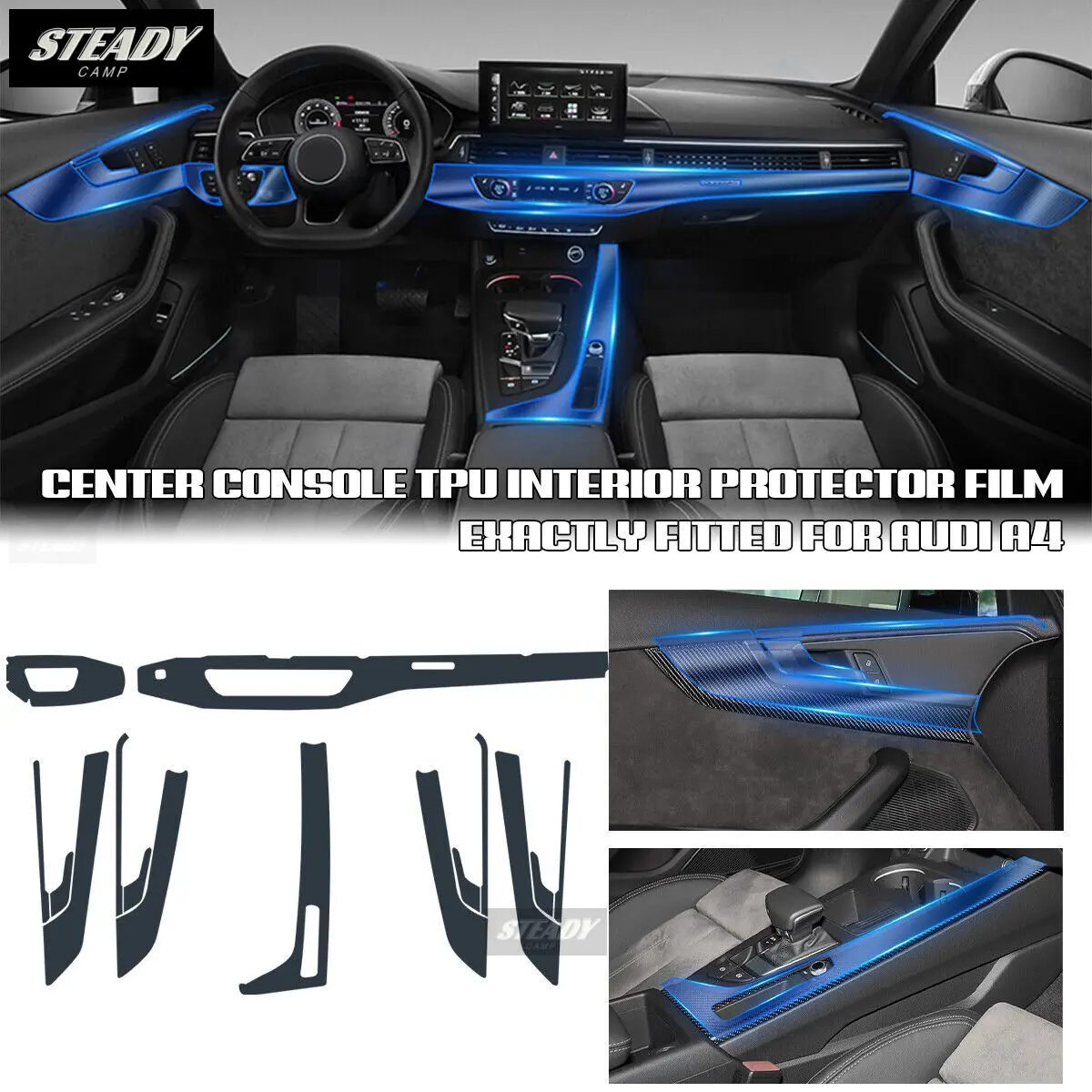 Для Audi A4 A5 B9 FY 2016-2019 2020 Автомобильная интерьерная центральная консоль прозрачная