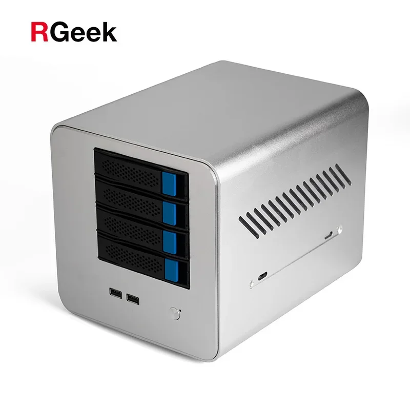 Фото RGeek Полностью алюминиевый мини-сервер NAS Mini ITX с 4 отсеками, материнской платой J1900 и адаптером №2
