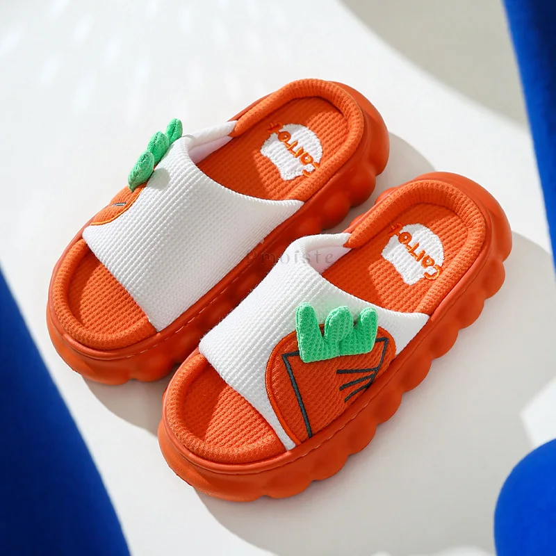 Carrot Shaped Women Indoor Slippers Thick Platform Slippers for House Eva Non-slip Thick Sole Shoes for Woman Flat Shoes Couples