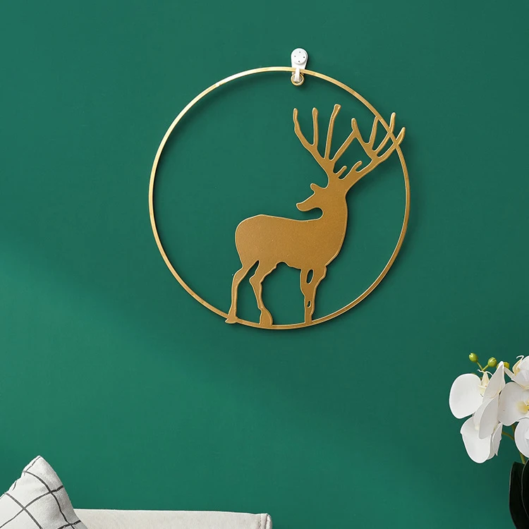 Рождественское металлическое украшение на стену с оленями декор для комнаты