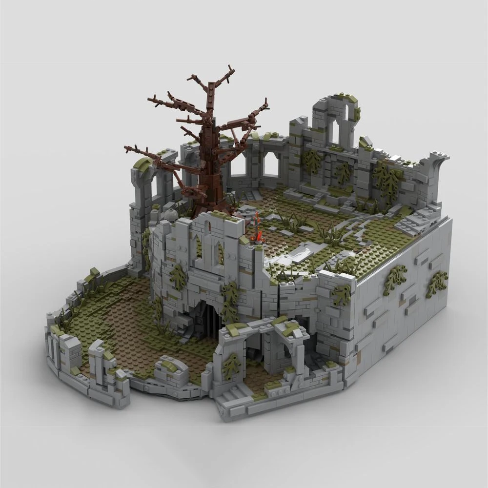 7442 шт., классические игровые сцены MOC Firelink, храм, костра, строительные блоки, модель уличного вида, игрушка «сделай сам», кирпич, детский подарок на день рождения