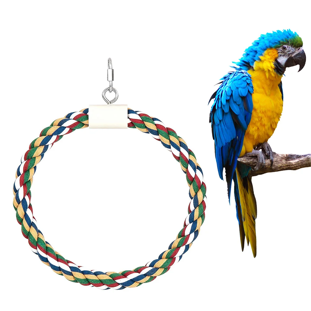

Birdparrot Rope Toyperch Cage Accessories Cotton Cockatiel Love Birds Swing Perches Climbing Hanging Biteparrots Medium Conure