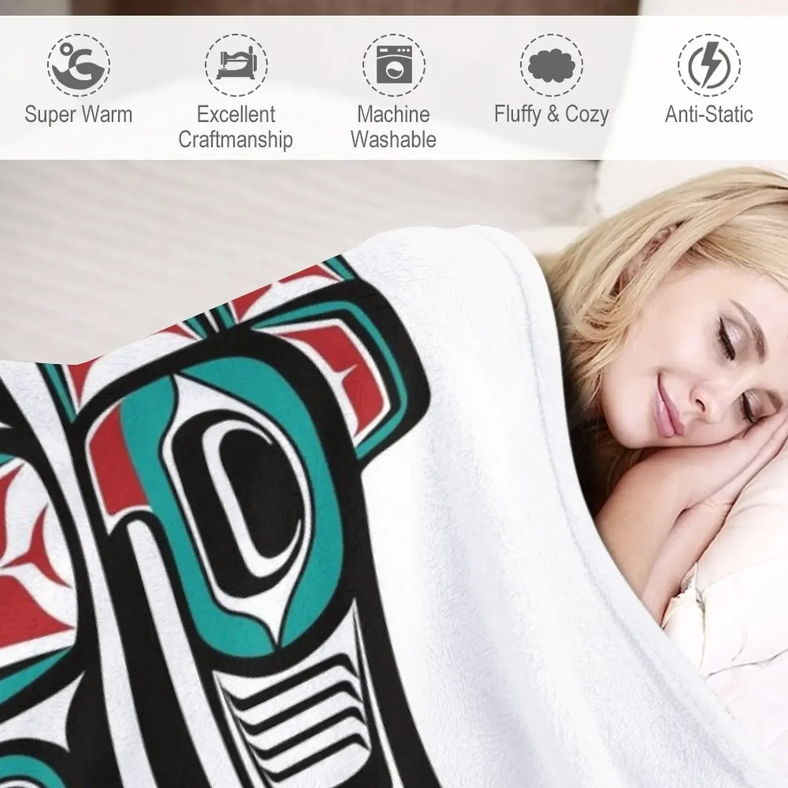 Haida Tlingit натуральный Ворон Тотем плед одеяло Косплей Аниме роскошный бренд мягкие