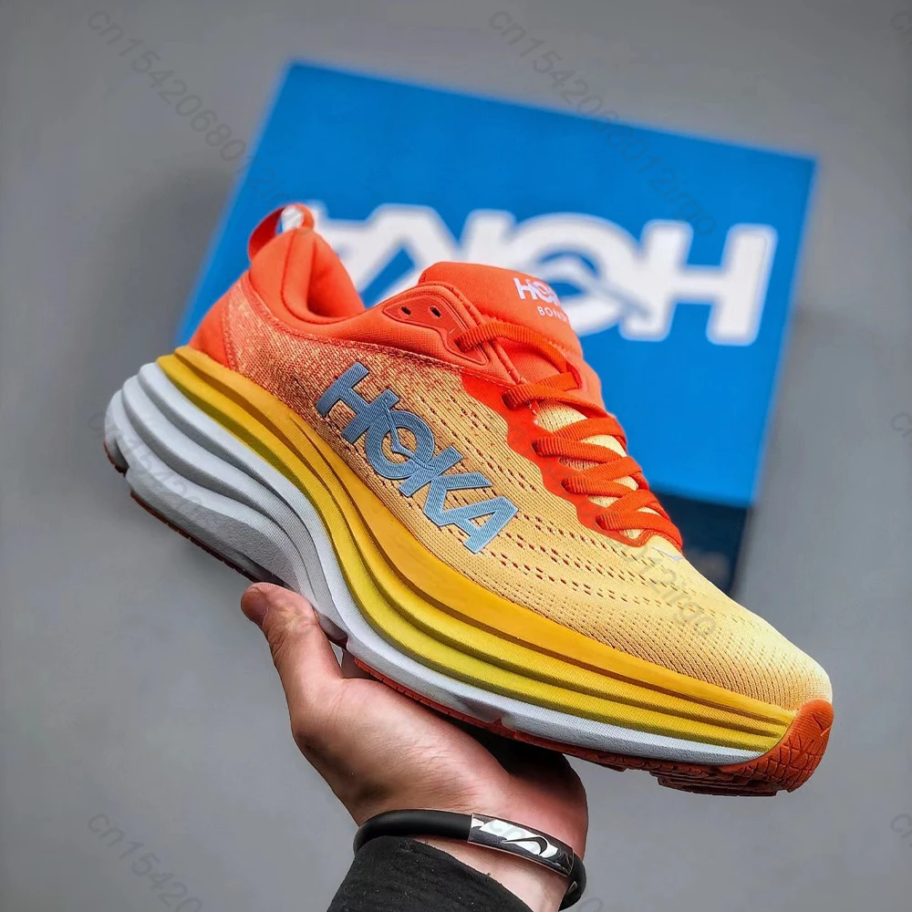HOKA Bondi 8 Sneakers Men Athletic Running Shoes for Women Breathable Mesh Outdoor Non Slip Casual Walking Gym Male Sports Shoes