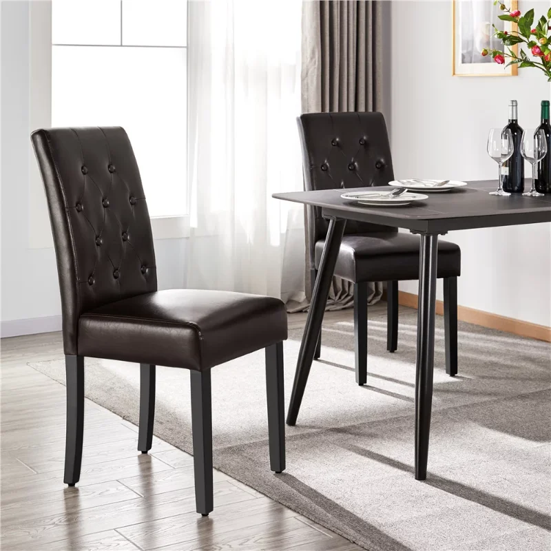 With Solid Wood Legs, Set Of 2, Espresso Dining Chairs  Furn