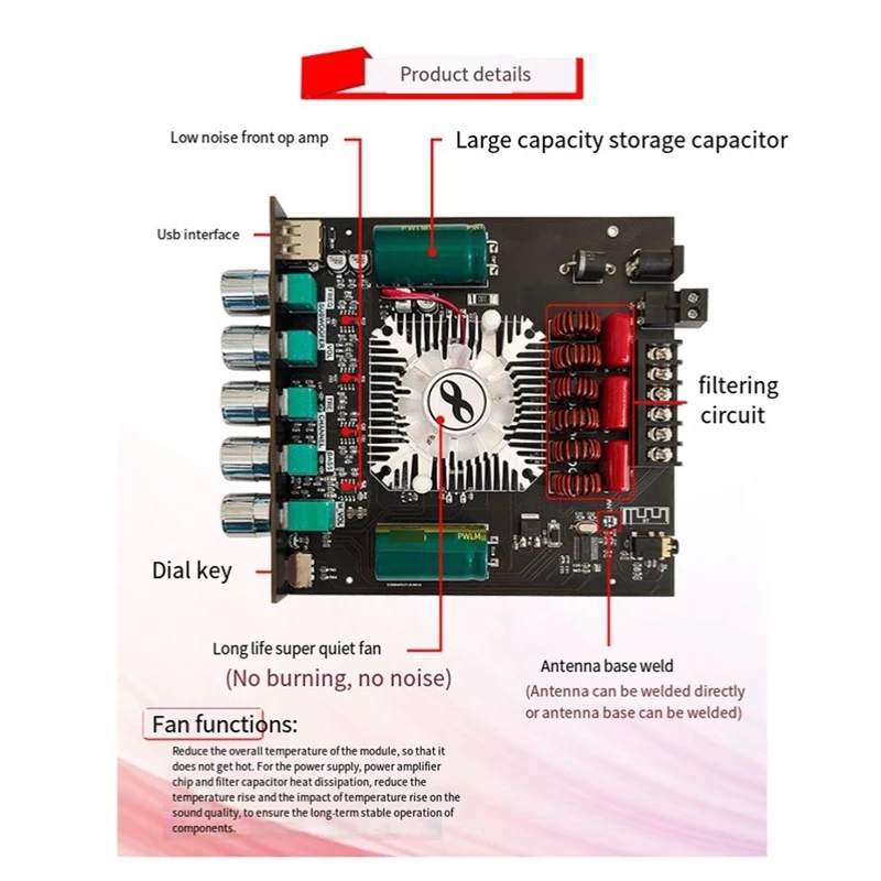 ZK-HT21 2.1 канал сабвуфера Bluetooth цифровой усилитель мощности модуль платы высокого и