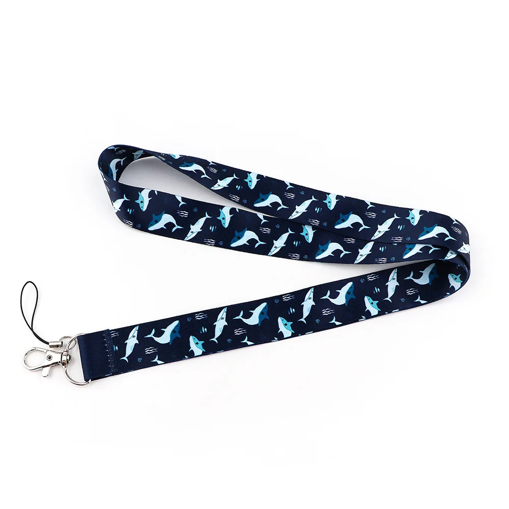 

1pc Whale Pattern Cartoon Blue Shark Cellphone Lanyard ID Tag Name Badges Staff Work Card Neck Strap Holder Lanyard Hanging Rope