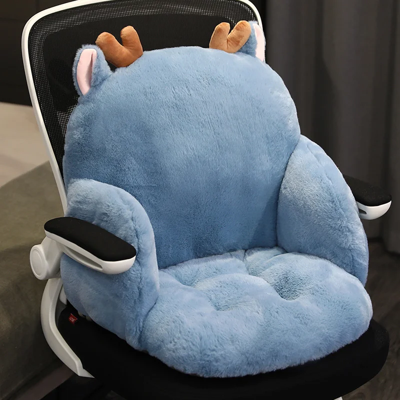 Cartoon Faux Rabbit Fur Plush Seat Cushion Lovely Soft Office Chair Cushion Butt Chair Cushions Thick Cushion Cozy Chair Pillow