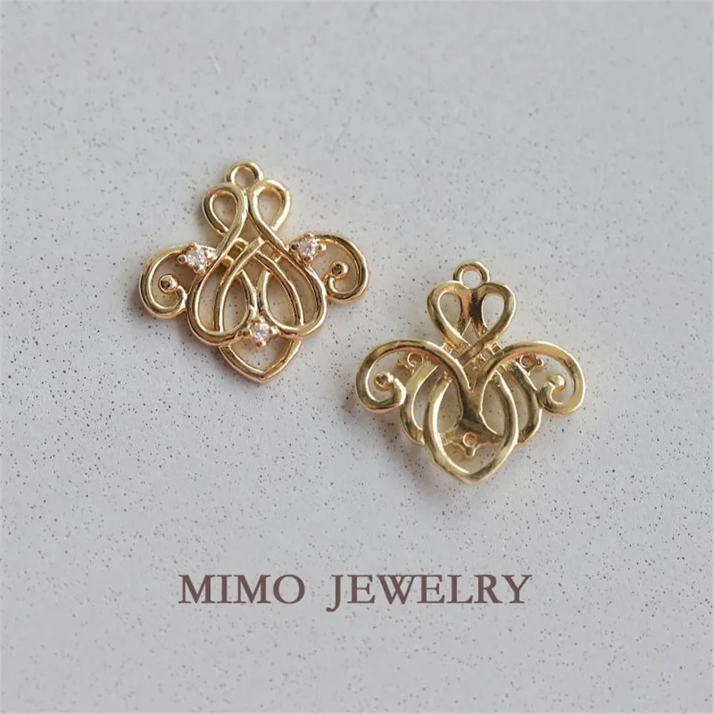 Цветной медный позолоченный кулон с микроинкрустацией цирконом в стиле ретро