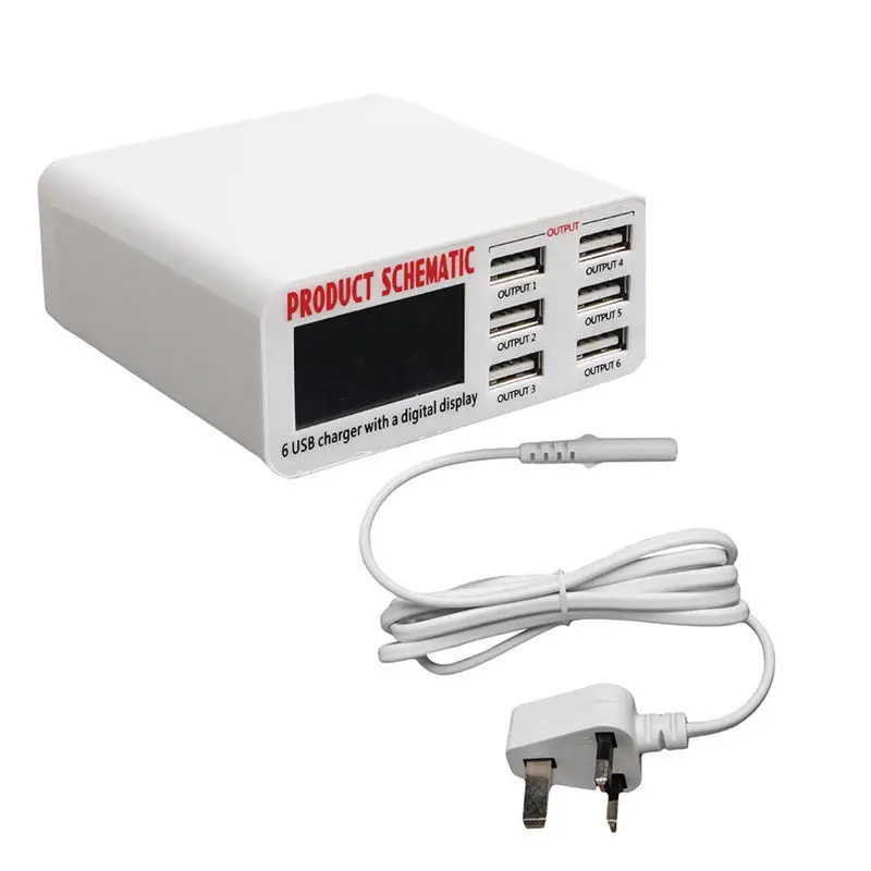 USB-концентратор настенный с 6 портами А ЖК-дисплеем |