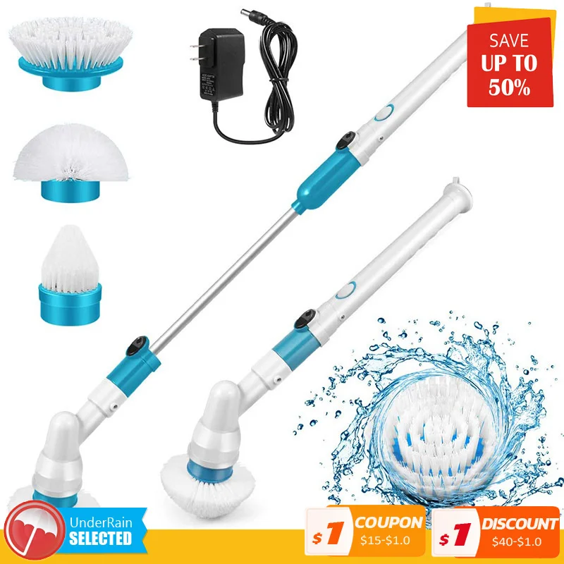 turbo scrub electric cleaning brush adjustable waterproof cleaner wireless charging clean bathroom kitchen cleaning tools set free global shipping