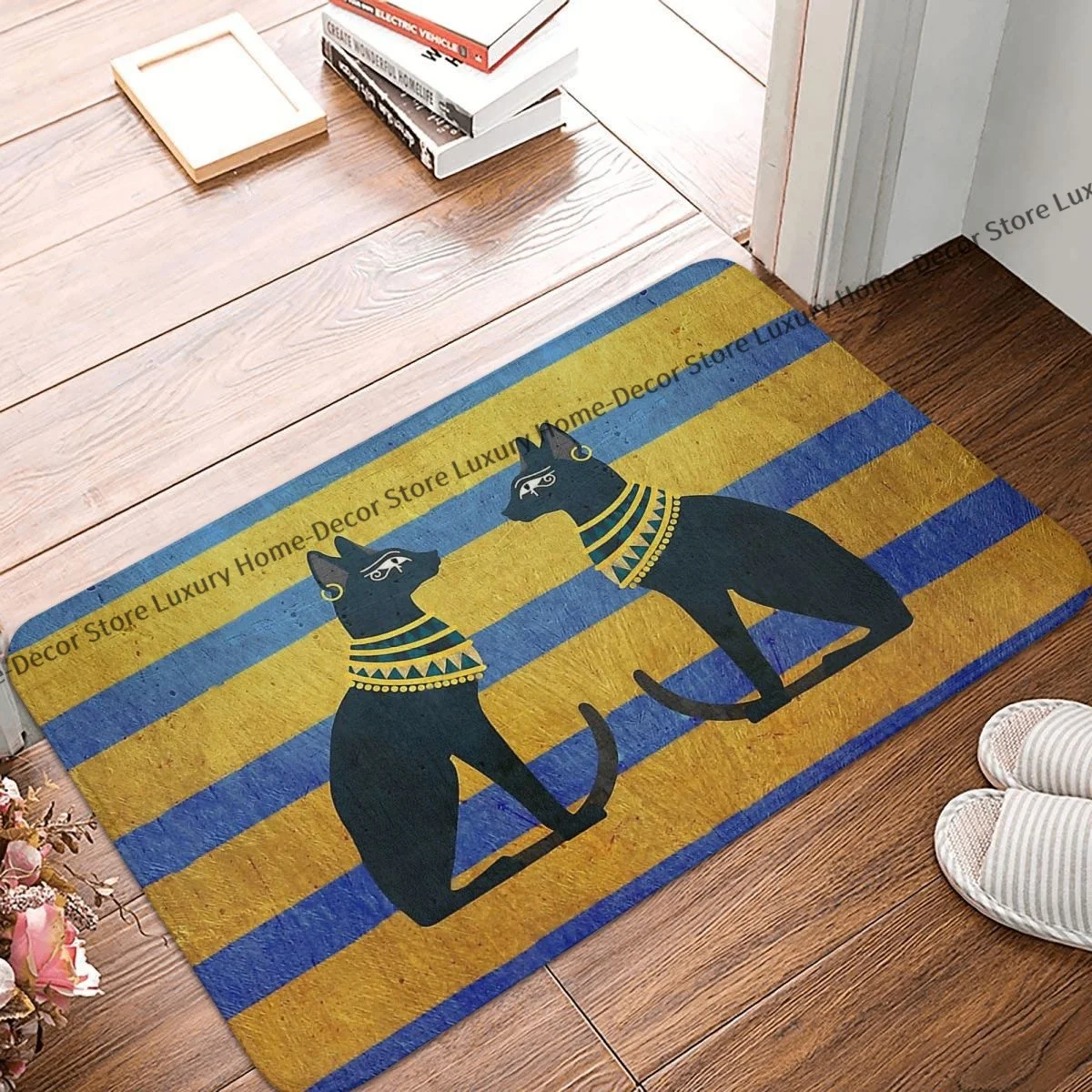 

Античный Египетский нескользящий Придверный коврик, коврик для ванной, спальни, молитвенный коврик, фланелевый декоративный узор