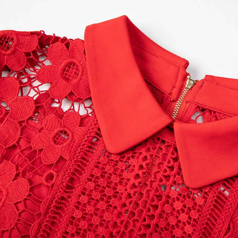 Кружевное платье с лацканами от бренда осеннее новое водорастворимое