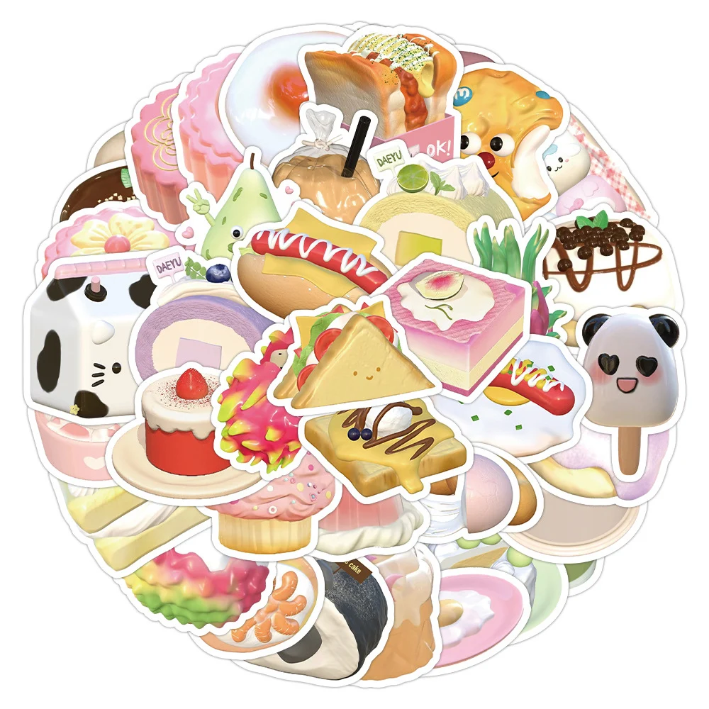 10/30/60 шт. кавайные 3D наклейки с едой Sanrio эстетические Мультяшные декоративные