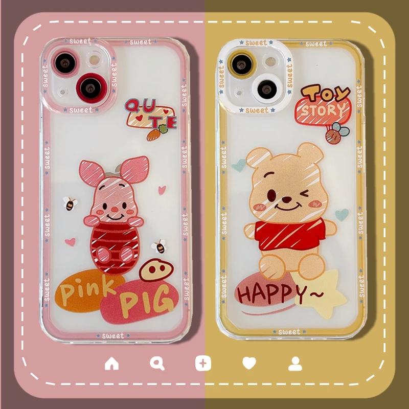 

Bandai Creative Winnie the Pooh and Piglet Phone Case for iPhone 13 12 11 Pro Max Xs Xr X XsMax 8 7 Plus High Quality Case