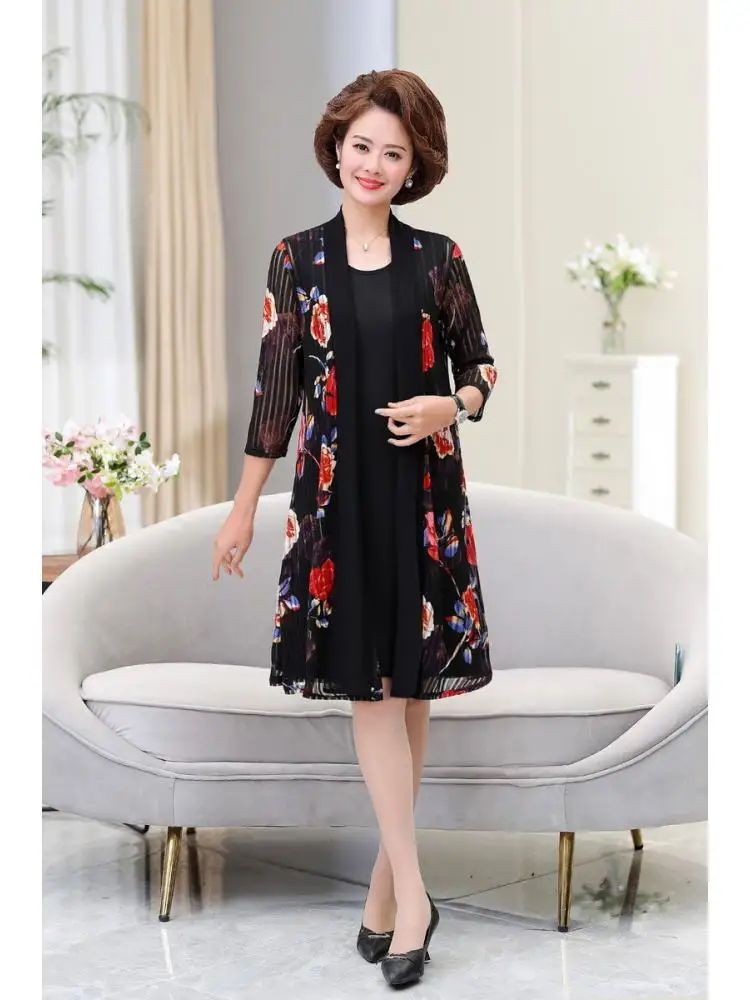 Костюм/один предмет Женский шифоновый кардиган с принтом куртка для матери и