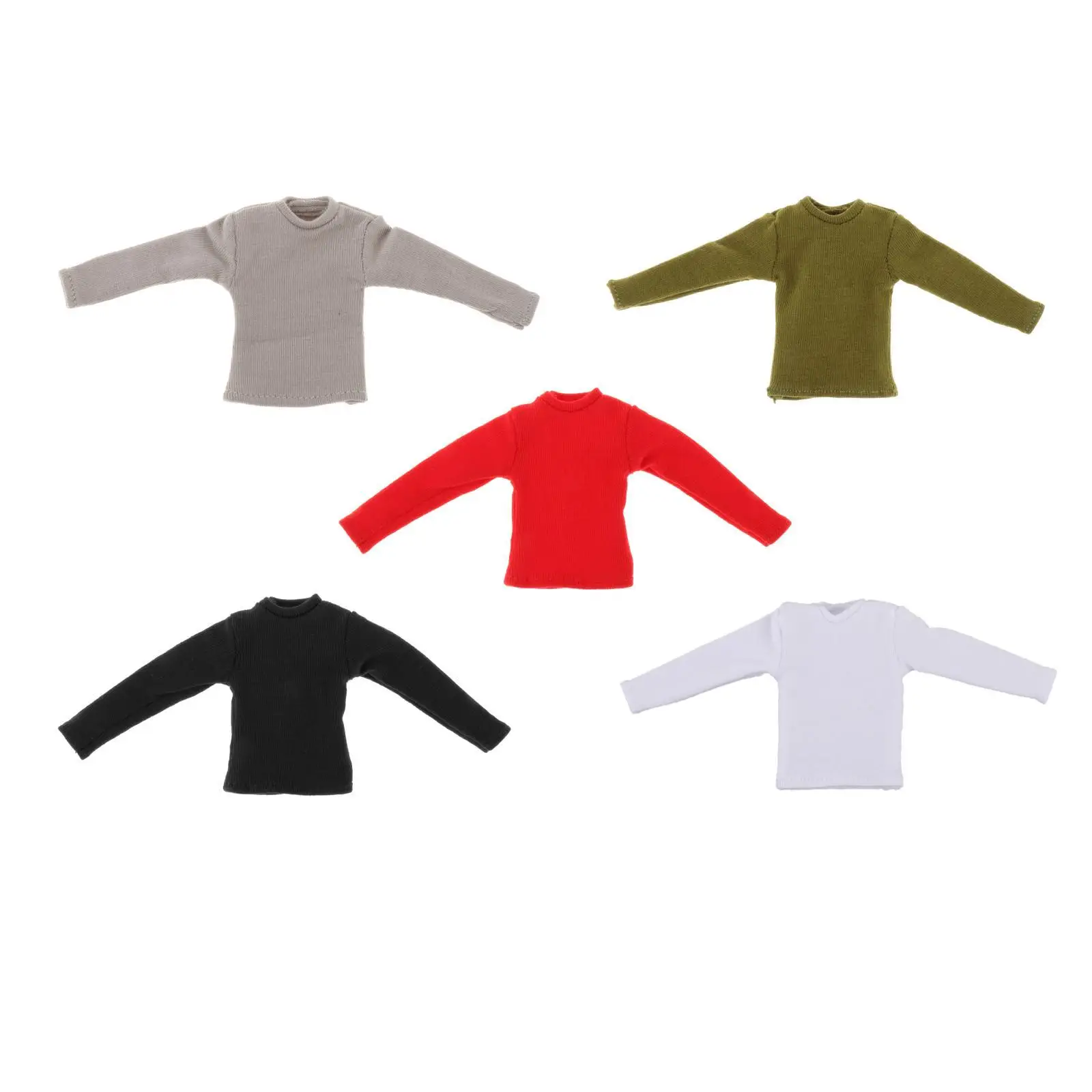 

1/12 Men Long Sleeve T Shirt, Miniature Clothing for 6" Male Soldiers Figures, Doll Model Dress up