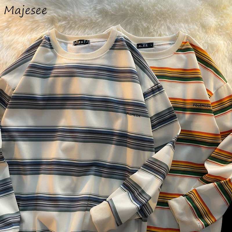 

T-shirts Men Striped Spring New Harajuku Loose All-match O-neck Basic Tees Oversize Casual Minimalist Camisetas Daily Clothing