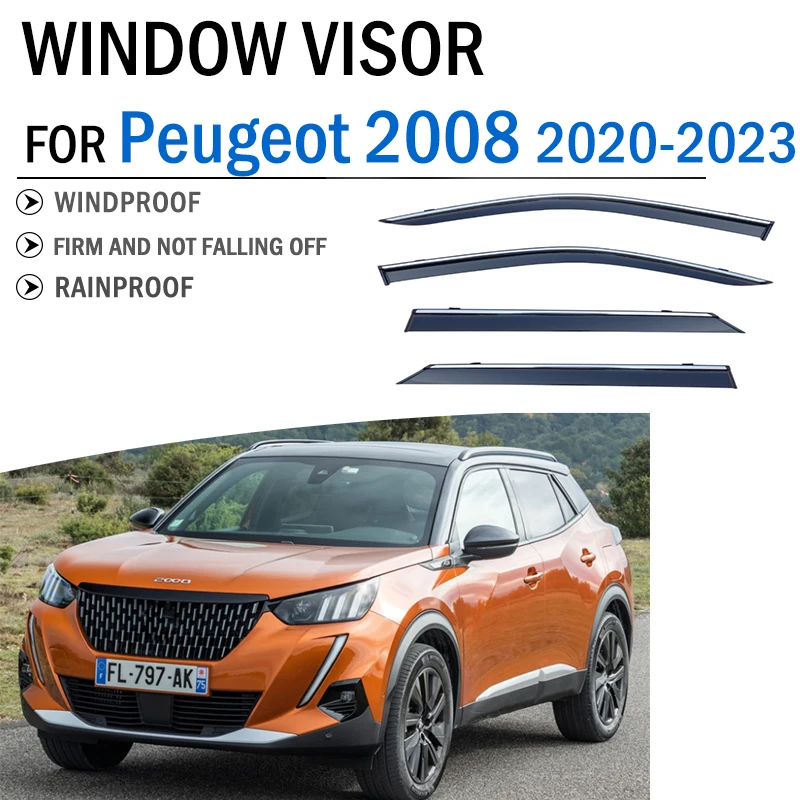 2020-2023 FOR Peugeot 2008 Window Visor Deflector Visors Shade Sun Rain Guard Smoke Cover Shield Awning Trim Car Accessories
