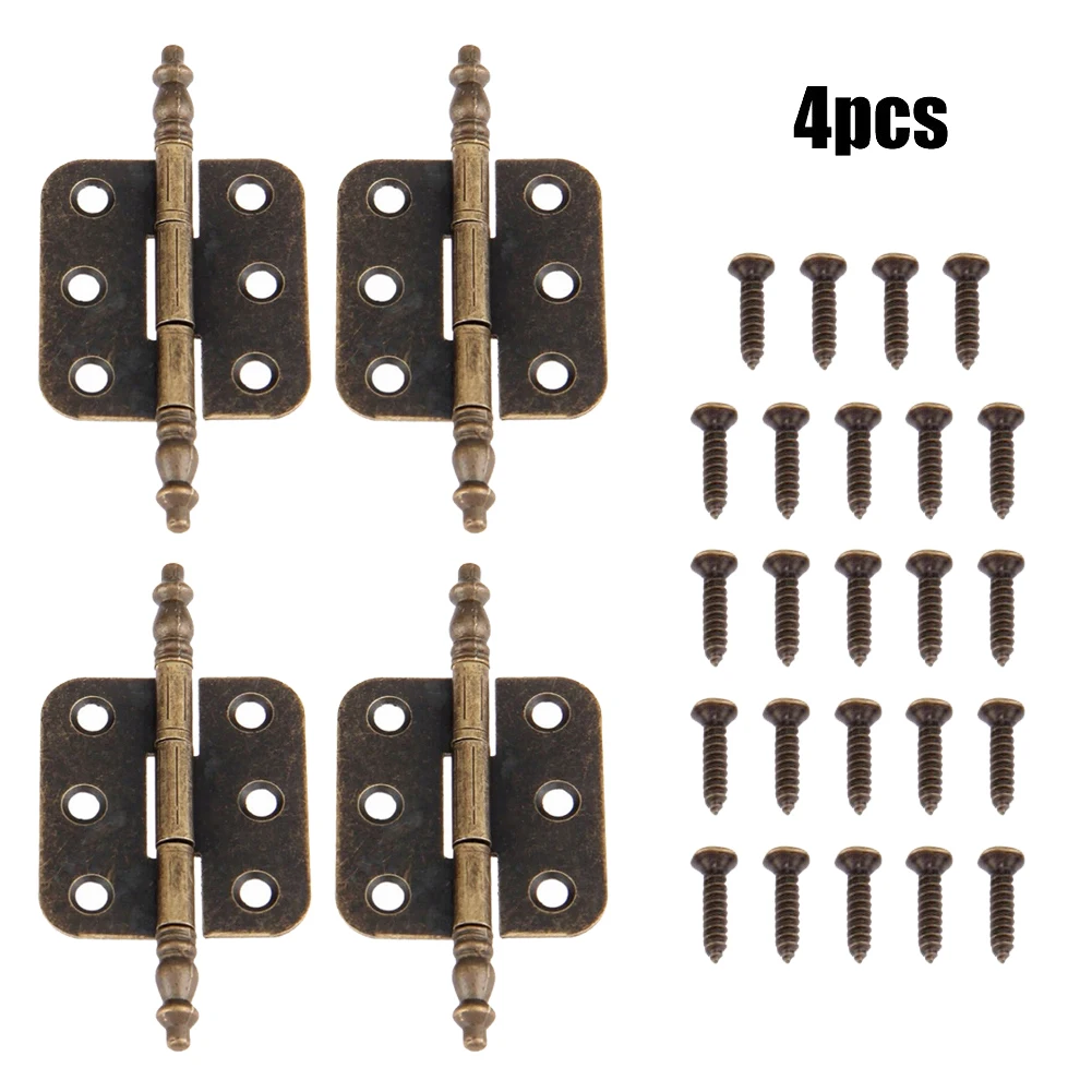 

Antique Bronze Crown Hinges 6 Holes Jewelry Gift Box Decorative Cabinet Hinge Kitchen Cupboard Door Butt Hinges For Cabinets