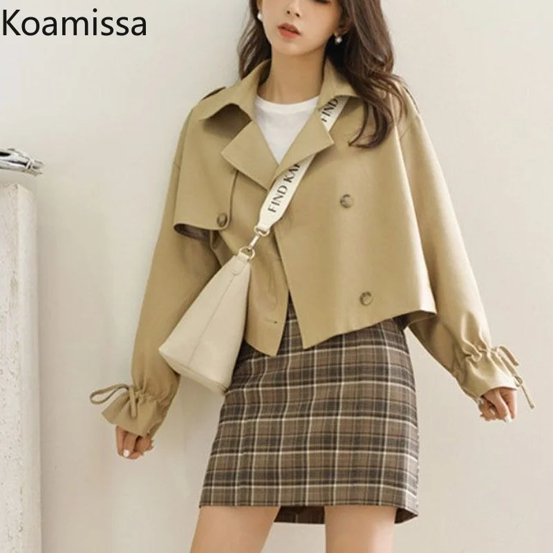 

Koamissa Elegant Women Solid Loose Trench Fashion Office Lady Spring Autumn 2022 New Outwear Jackets Chic Korean Short Trenches