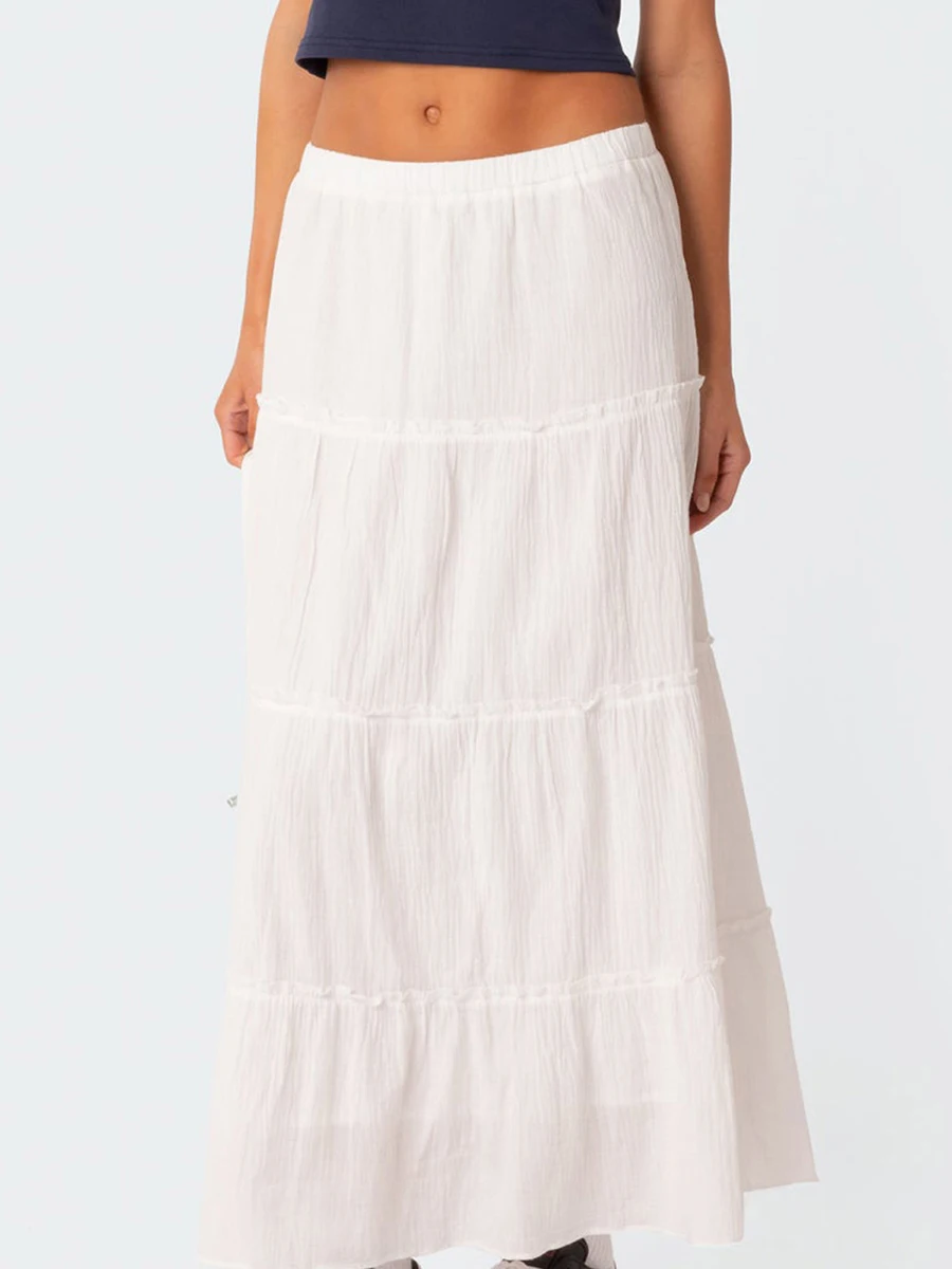 Юбка женская трапециевидная с эластичной завышенной талией в стиле бохо