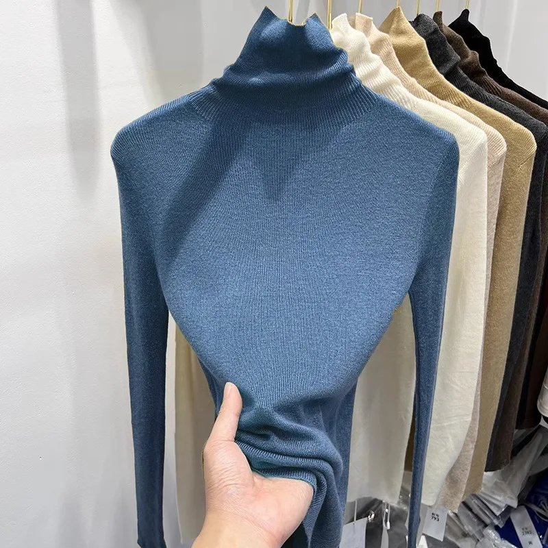 Осень и зима 2024 новая водолазка с ворсом внутренняя одежда трикотажная нижняя