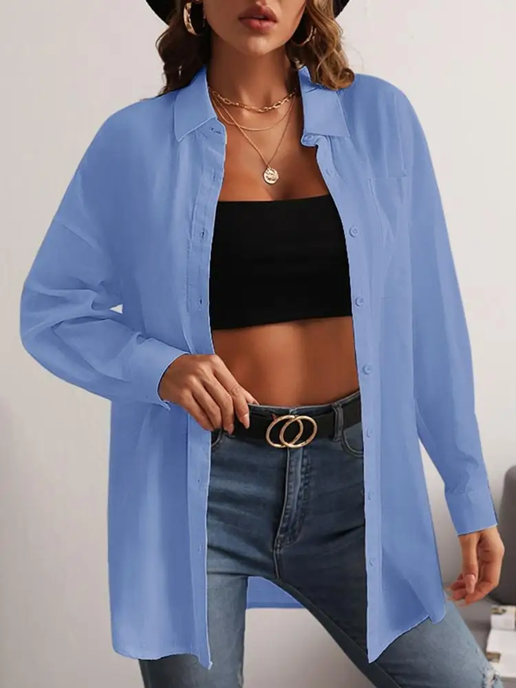 

VONDA Y2K 2022 Женская богемная модная Однотонная рубашка Женские Элегантные Топы Блуза 3 цветов Женская мешковатая блузка с длинным рукавом женс...