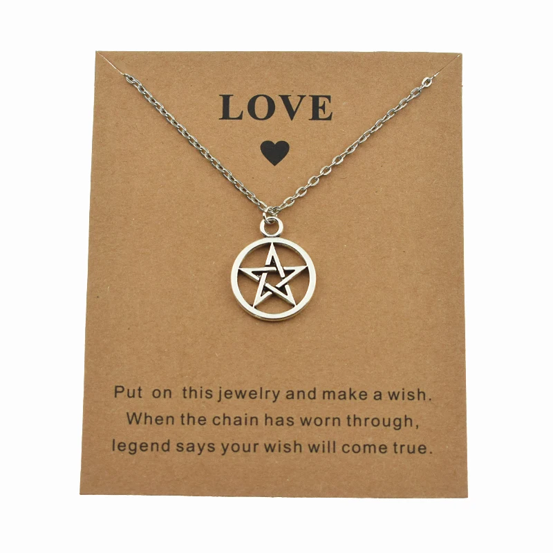 Новинка винтажное ожерелье с подвеской сделай желание в виде карты любви звезды