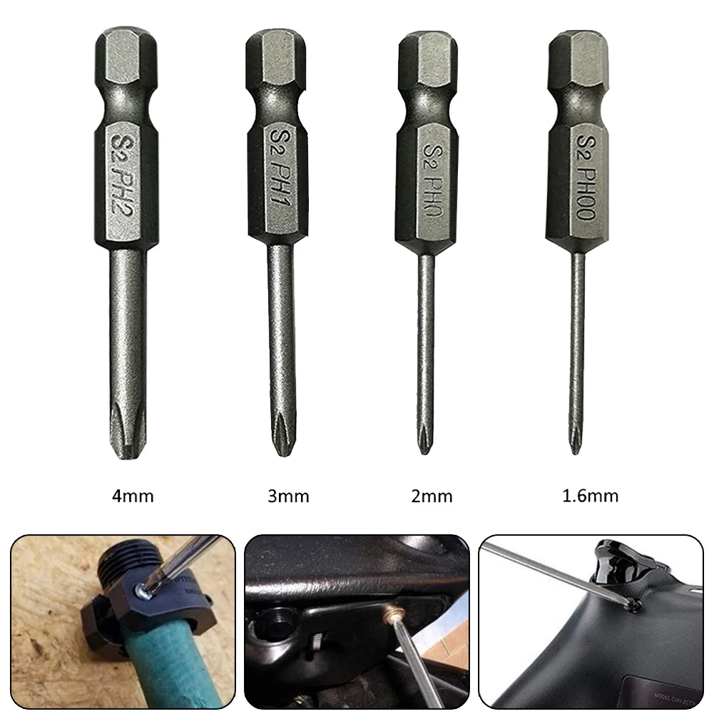 

6.35mm Cross Screwdriver Bits 50mm Hex Shank Screwdrivers Head For PH00 PH1 PH2 Electric Driver Tools Accessories 5Pcs/Set
