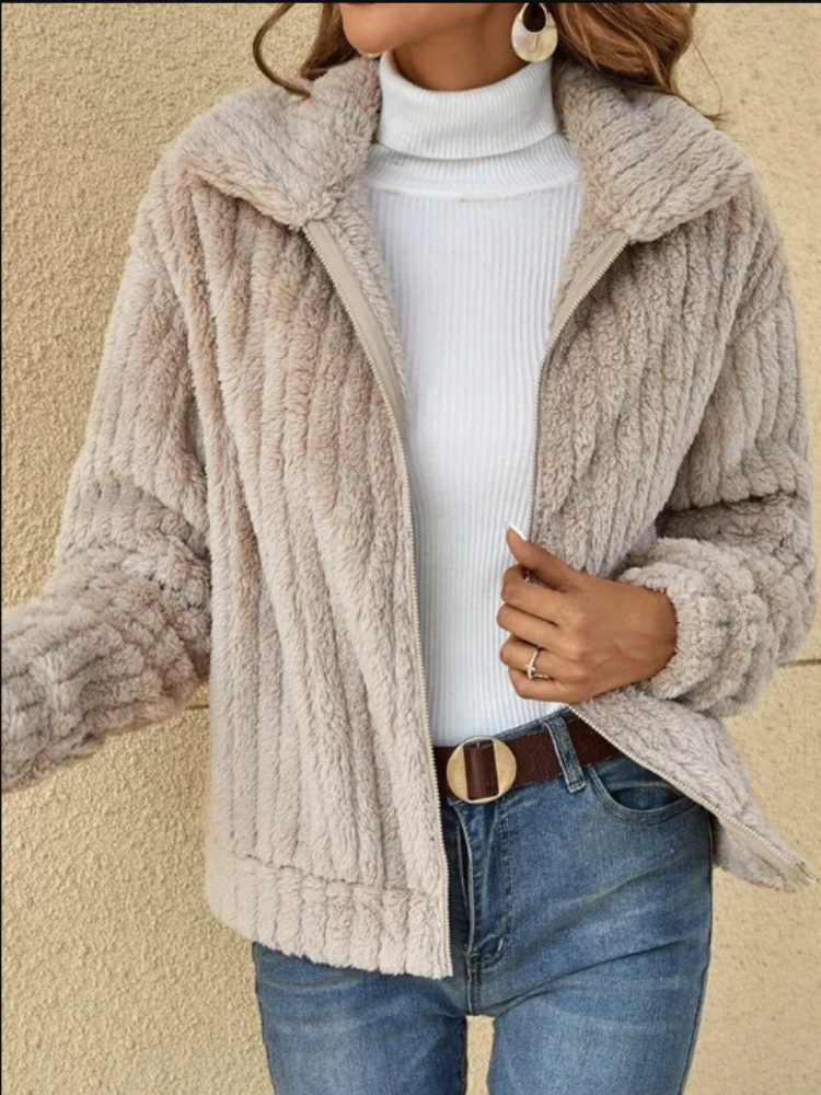 

Women's Coats & Jackets 2023 Autumn/Winter Wool & Blends New Plush Cardigan Polo Short Coat Fashion Casual Coat Women Clothing