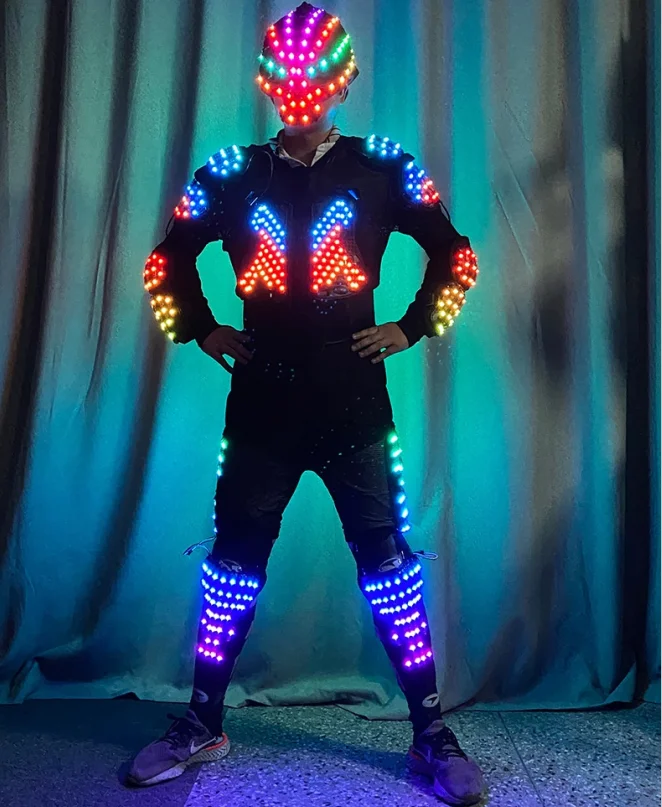 Мужской светящийся костюм робота со светодиодной подсветкой